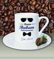 Kişiye Özel Benim Babam Kahramanım Tasarımlı Beyaz Kahve Fincanı