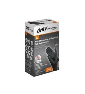 Only Evo Beyond Siyah Pudrasız Nitril Eldiven - Muayne İş Eldiveni - Large - 100'lü Paket