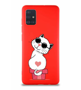 Samsung Galaxy M31S Soft Premier Kapak Coolcat Tasarımlı Silikon Kılıf - Kırmızı (Şeffaf)