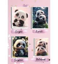 Sevimli pandalar defter seti A4 defter çizgili + kareli + çizgisiz + A5 notebook defter