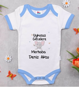 BK Kids Kişiye Özel Mavi Bebek Body Zıbın - Model 101