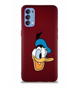 Oppo Reno 4 Soft Premier Kapak Donald Duck-A Tasarımlı Silikon Kılıf - Mürdüm (Şeffaf)