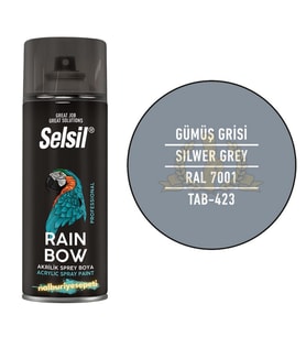 Selsil Rainbow Akrilik Sprey Boya GÜMÜŞ GRİ 400 ml. - RAL7001