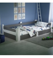 Montessori Karyola Beyaz-Antrasit 90x190 Yatak Uyumlu Oval Kesim Çocuk Yatağı Tlp-302