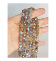 Bileklik Boy Labradorit Taşı Faset Kesim 8mm Yarım Dizi (45928) (18CM UZUNLUĞUNDADIR)