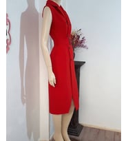 Düğme detaylı elbise (Kırmızı)