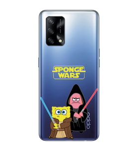 Oppo A74 Uyumlu Sunger Bob Star Wars Desenli Şeffaf Telefon Kılıfı