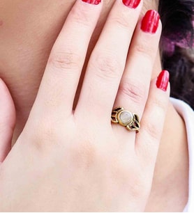 Doğal Taş Sitrin Doğal Taşlı Antik Model Kadın Ayarlanabillir Yüzük euy79s (Sarı)