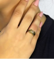 Doğal Taş Sitrin Doğal Taşlı Antik Model Kadın Ayarlanabillir Yüzük euy79s (Sarı)