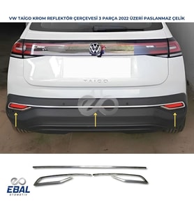 Volkswagen Taigo Krom Reflektör Çerçevesi 3 Parça 2022 ve Üzeri Paslanmaz Çelik (Gümüş)