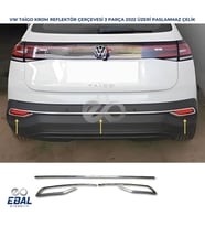 Volkswagen Taigo Krom Reflektör Çerçevesi 3 Parça 2022 ve Üzeri Paslanmaz Çelik (Gümüş)