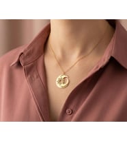 Kişiye Özel 925 Ayar Gümüş Zarif Tasarım Hilal Güneş Kolye (Gold)