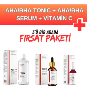 ZALİX 3'ü Bir Arada Fırsat Paketi - Zalix Aha/Bha Peeling Tonic ve Aha/Bha Care Serum ve Vitamin C Serum