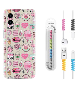 Vivo Y15S Y32 Y33S Y51 Y53S Kılıf Kablo Koruma Spiral Silikon Donut Flamingo 1415