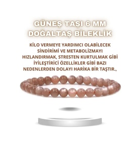 Güneş Doğal Taş Bileklik 6 Mm ( Kilo Vermeye Yardımcı ) Aa Kalite