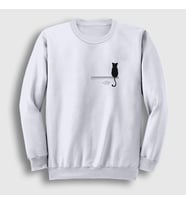 Presmono Unisex Siyah Cat On The Wall Kedi Sweatshirt