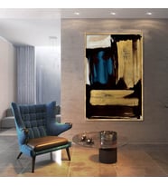 Gold & Black - Yağlı Boya Dokulu Tablo