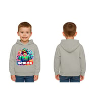 Unisex roblox Baskılı Çocuk Swaetshirt  Baskılı Kapüşonlu 3 İplik Şardonlu (Gri)