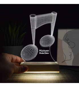 Müzik Notası Tasarımlı 3D Led Lamba