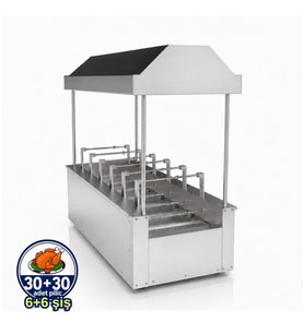 Pimak Kömürlü Yatay Tip Piliç Makinesi 6+6 Şiş 30 + 30 Piliç