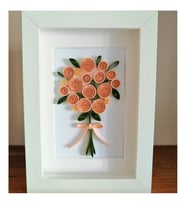 Quilling Somon Çiçek Buketi Tablo