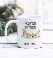 Kişiye Özel Okul Öncesi Öğretmeni Tasarımlı Kupa Bardak (Beyaz)
