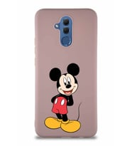 Huawei Mate 20 Lite Soft Premier Kapak Mickey Mouse-B Tasarımlı Silikon Kılıf - Pudra (Şeffaf)