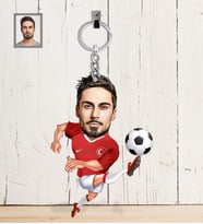 Kişiye Özel Milli Takım Karikatürlü Ahşap Anahtarlık Bay-1-Eco