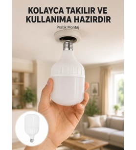 Acil Durumlara Uygun Şarjlı Torch LED Ampul 30 Watt Yeni Nesil