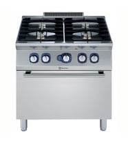 Electrolux Professional Endüstriyel 4 Açık Ateşli Gazlı Kuzine, Her Brulör 5,5 Kw, Gazlı Fırın (6 Kw), Derinlik 730 Mm - 800 Mm E7GCGH4CG0