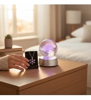 Renk Değiştiren Led Işıklı Cam Satürn Kız Küre Dolunay Lamba Kristal Top Lotus Kamelya Çiçeği Kolye