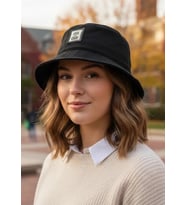 Unisex Yama Detaylı Pamuklu Bucket (Balıkçı) Şapka Koleksiyonu 8980 (Siyah)