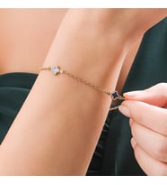 14 Ayar Altın Yonca Model Bileklik (Lacivert Yonca) (Gold)