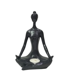 Yoga Yapan Kadın Biblo Mumluk Siyah 13x21cm
