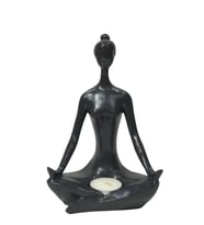 Yoga Yapan Kadın Biblo Mumluk Siyah 13x21cm