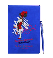 Sevgililer Gününe Özel Mavi Defter Kalem Hediye Seti 16