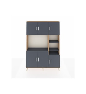 Arges Dolap 10 Raflı 6 Kapaklı 132x30x195 Çam-Antrasit/Antrasit