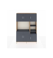 Arges Dolap 10 Raflı 6 Kapaklı 132x30x195 Çam-Antrasit/Antrasit