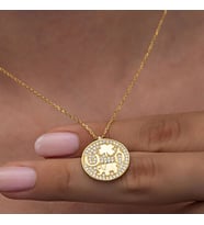 Gold Fil Motifli Şans 925 Ayar Gümüş Kadın Kolye