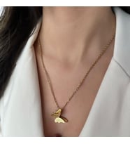 kadın kelebek detaylı çelik kolye (Altın)