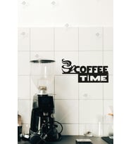 Coffee Time Kahve Zamanı Figürlü Ahşap Duvar Dekorasyonu Tablosu (Siyah)