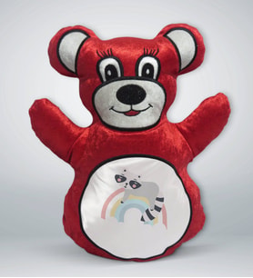 BK Gift Gökkuşağı Tasarımlı Kırmızı Ayıcık Yastık-1