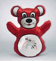 BK Gift Gökkuşağı Tasarımlı Kırmızı Ayıcık Yastık-1
