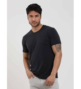 Dufy Siyah Erkek Slim Fit Düz O Yaka Tshirt - 105254