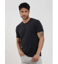 Dufy Siyah Erkek Slim Fit Düz O Yaka Tshirt - 105254