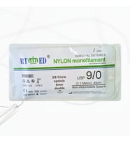 MikroTurCU Tekli Dikiş İğne İplik 9/0 Ters Keskin 3/8 Spatula 6mm 45cm 0.3metric Çift İğne Mikrocerrahi Eğitim Materyali