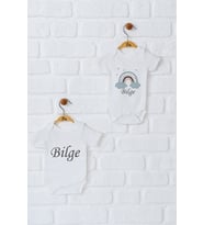 Pia Baby Premium %100 Pamuk İsme Özel Organik Baskılı İkili Set Çıtçıtlı Bebek Body Zıbın Modelleri 5027-17 (Ekru)