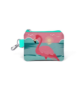Coral High Su Yeşili Mercan Flamingo Desenli  Bozuk Para Çantası 21777