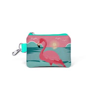 Coral High Su Yeşili Mercan Flamingo Desenli  Bozuk Para Çantası 21777