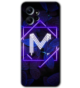 Redmi Note 12 4G Kılıf HD Desen Baskılı Kılıf - Dark Neon Yaprak M Harfi